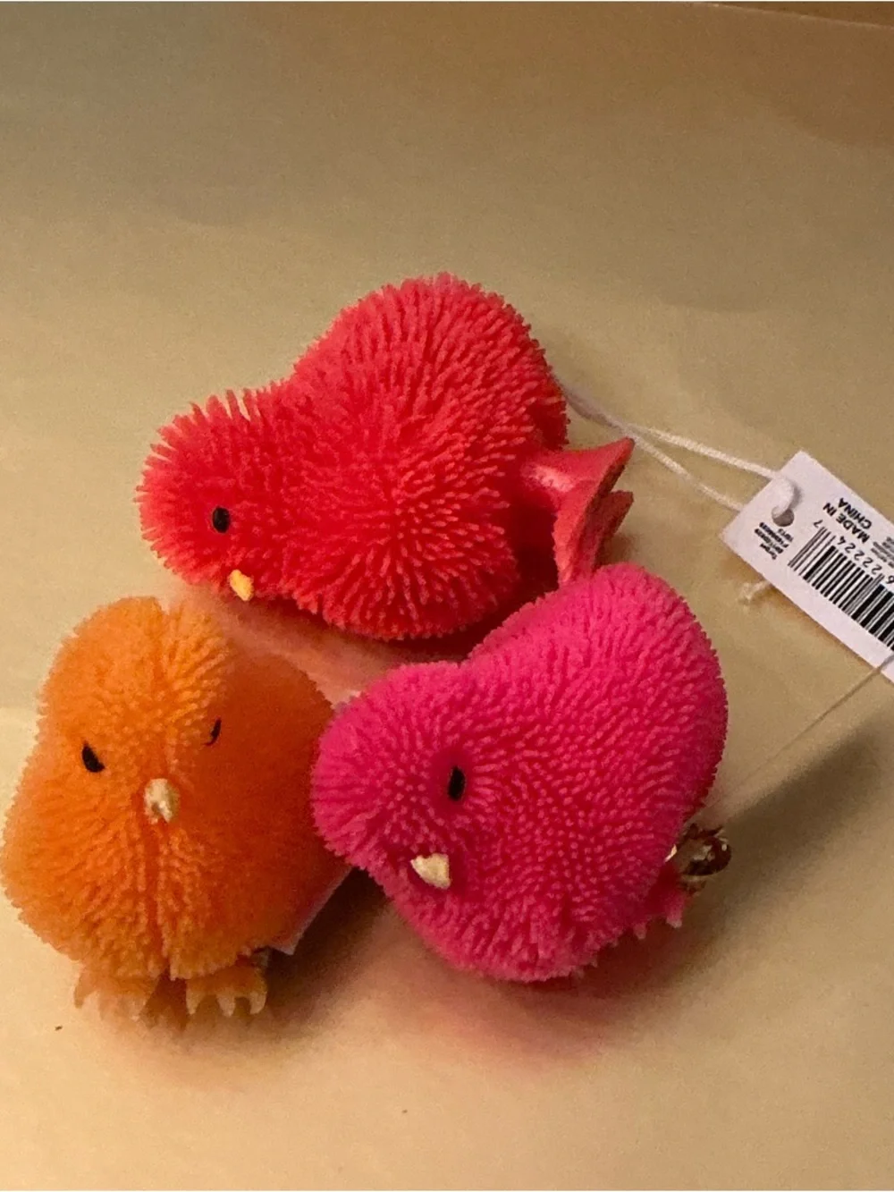 Cute Puffer Chick Rubber Toy Red, Pink, Orange